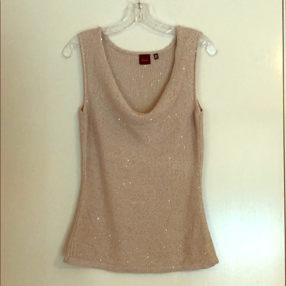 Saks Fifth Avenue Black label knit beige tank top